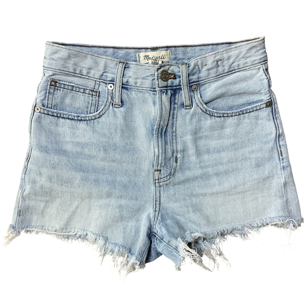 Madewell Light Wash Frayed Denim Shorts – 25